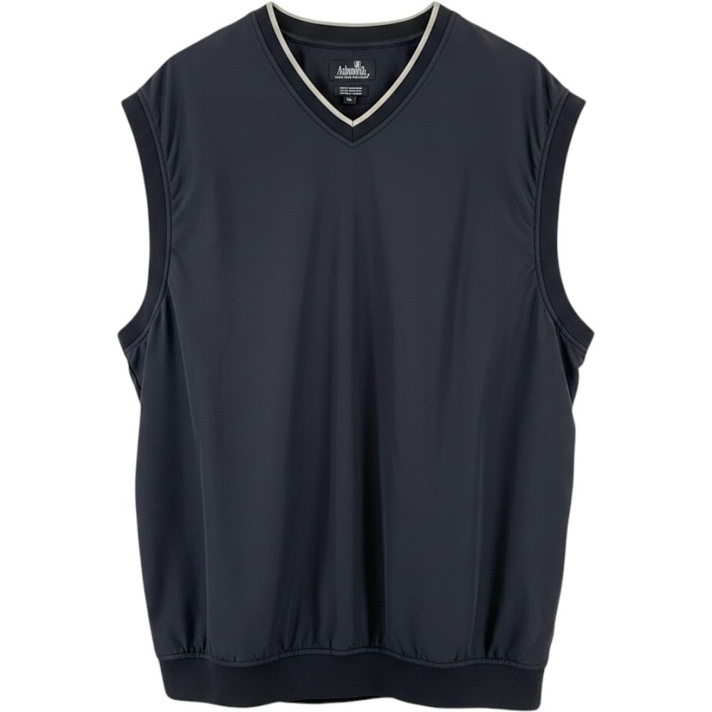 Ashworth Mens Navy Blue V-Neck Golf Wind Vest Pullover AM8382 Size L